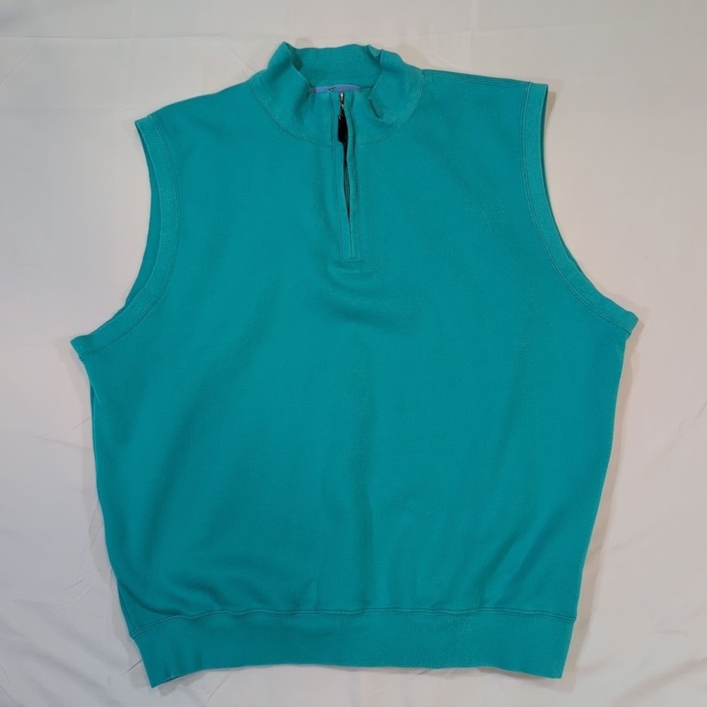 Fairway & Greene Pureformance Mens L Teal Pima Cotton 1/4 Zip Golf Vest